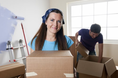 A neatly organised packing setup for a house or office move in Ickenham