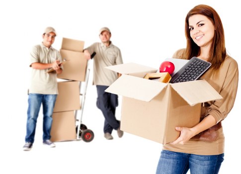 Packed office boxes and equipment ready for relocation